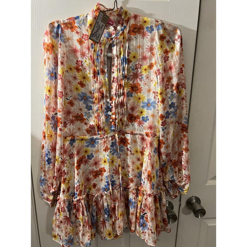 NWT Buddy Love Grace Long Sleeve Short Dress in Wild Flower XS